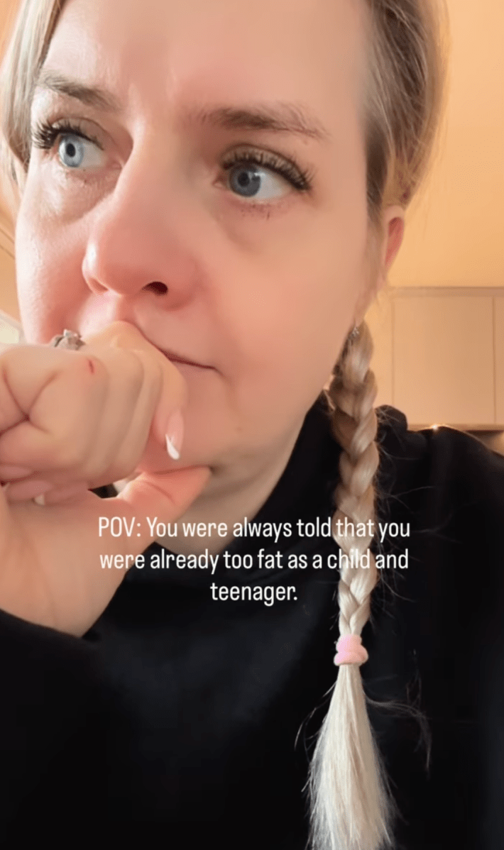 @kiki_cooks_fit/Instagram "POV: sempre lhe disseram que você já era ‘gordo demais’ quando criança e adolescente.”