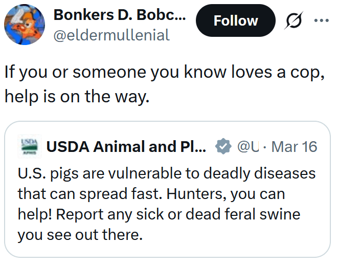 Tweet reading "If you or someone you know loves a cop, help is on the way."