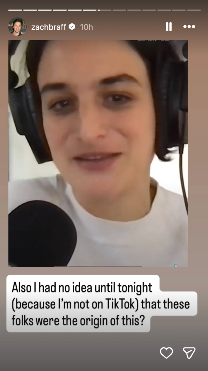 Screenshot from the rumor podcast. Text overlay reads, "Also I had no idea until tonight (because I'm not on TikTok) that these folks were the origin of this?"