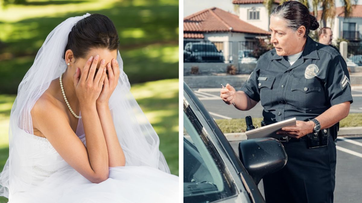 Bride's wedding day ruined after cop pulls her over on DUI suspicion despite being sober.