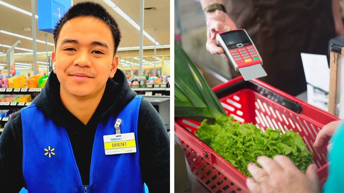 Teen pays for elderly woman's groceries after her card declined at Walmart.