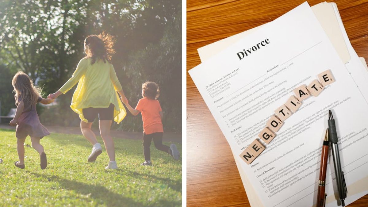 Woman smiles after giving up custody of children sparking debate on the internet.