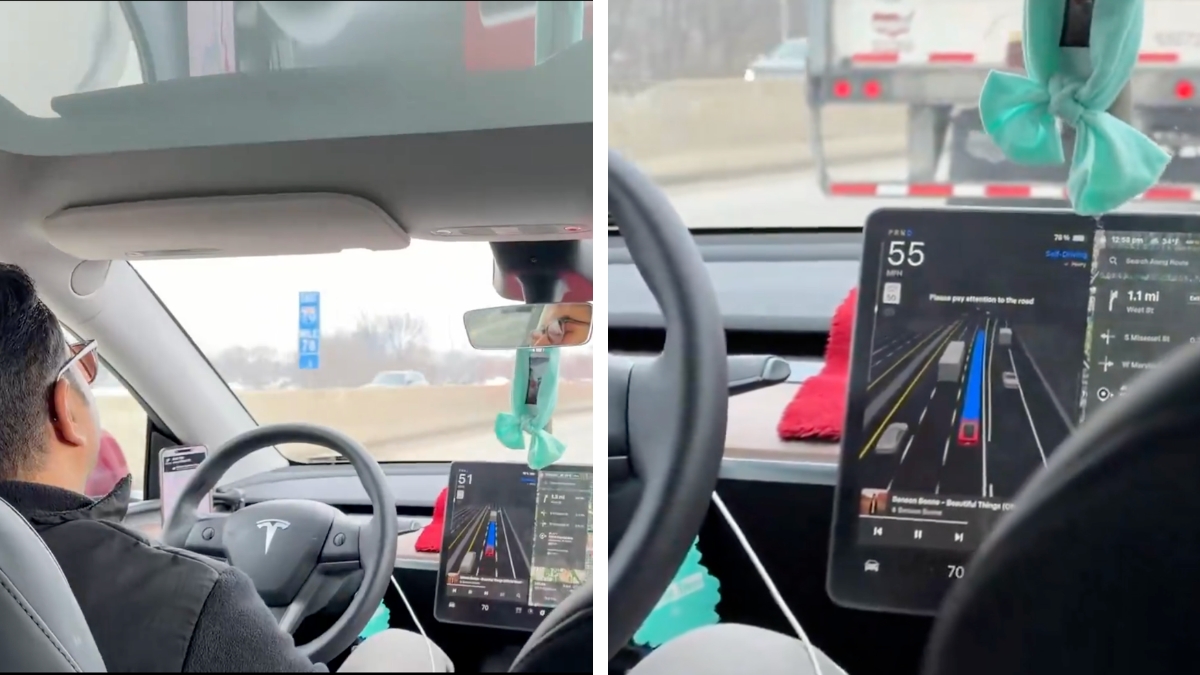 Uber Driver falls asleep in a self-driving Tesla with FSD prompting a passenger to share the experience.