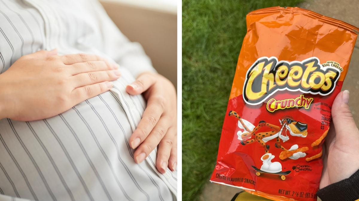 Pregnant woman shamed for buying Cheetos when craving them.