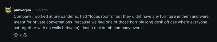 Redditor shares their thoughts on a focus room.