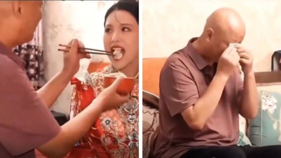 “The Fact That She Tried to Hold Back Her Tears”: Wedding Day Video of a Father’s Last Bite Ritual Has the Internet Sobbing