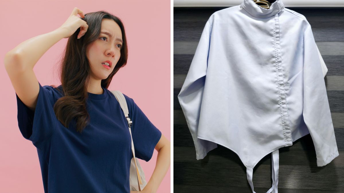 Woman found an unusual turtleneck blouse while doing her transient roommate's laundry and wonders what it is.