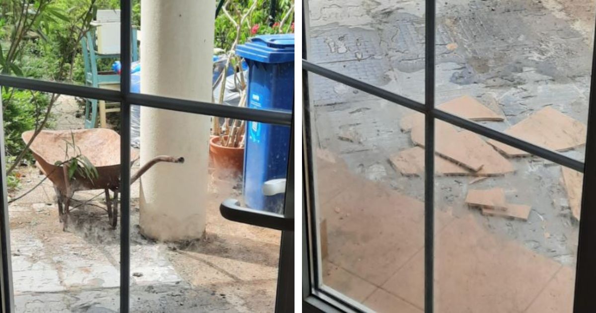 Family woke up to loud hammering.