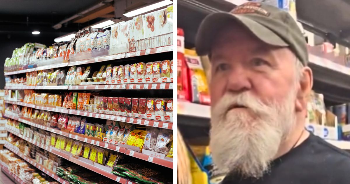7-year-old girl flips off older man at a grocery store