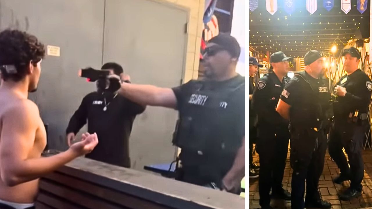 A security guard apparently tased a man in the face at a California restaurant
