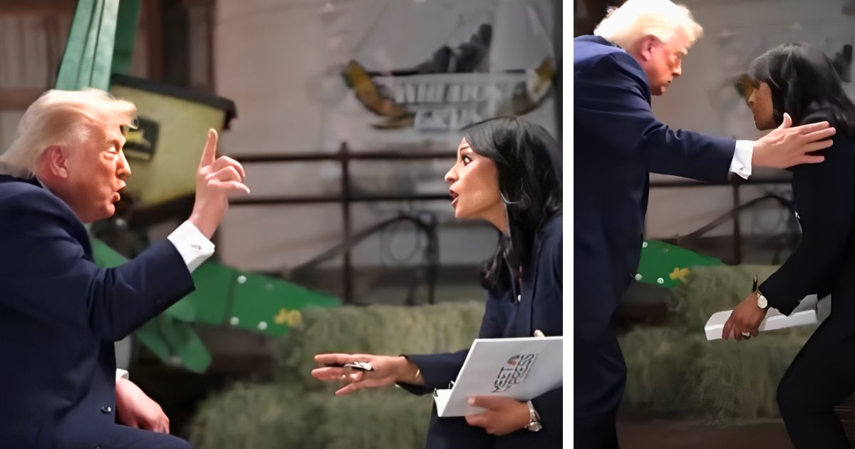 A video of Trump grabbing Kristen Welker's shoulder after walking out of a "Meet the Press" interview is going viral