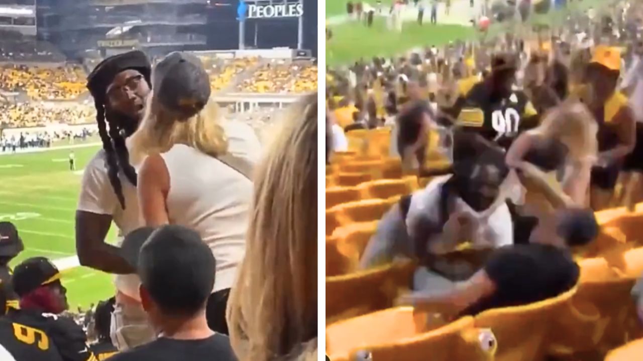A video shows a woman slapping a man before a fight erupts, and her boyfriend is repeatedly punched