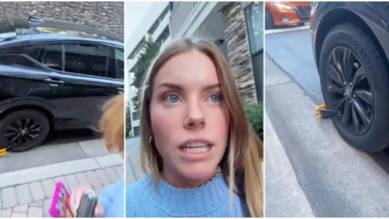 A woman says her apartment complex double-booted her car.