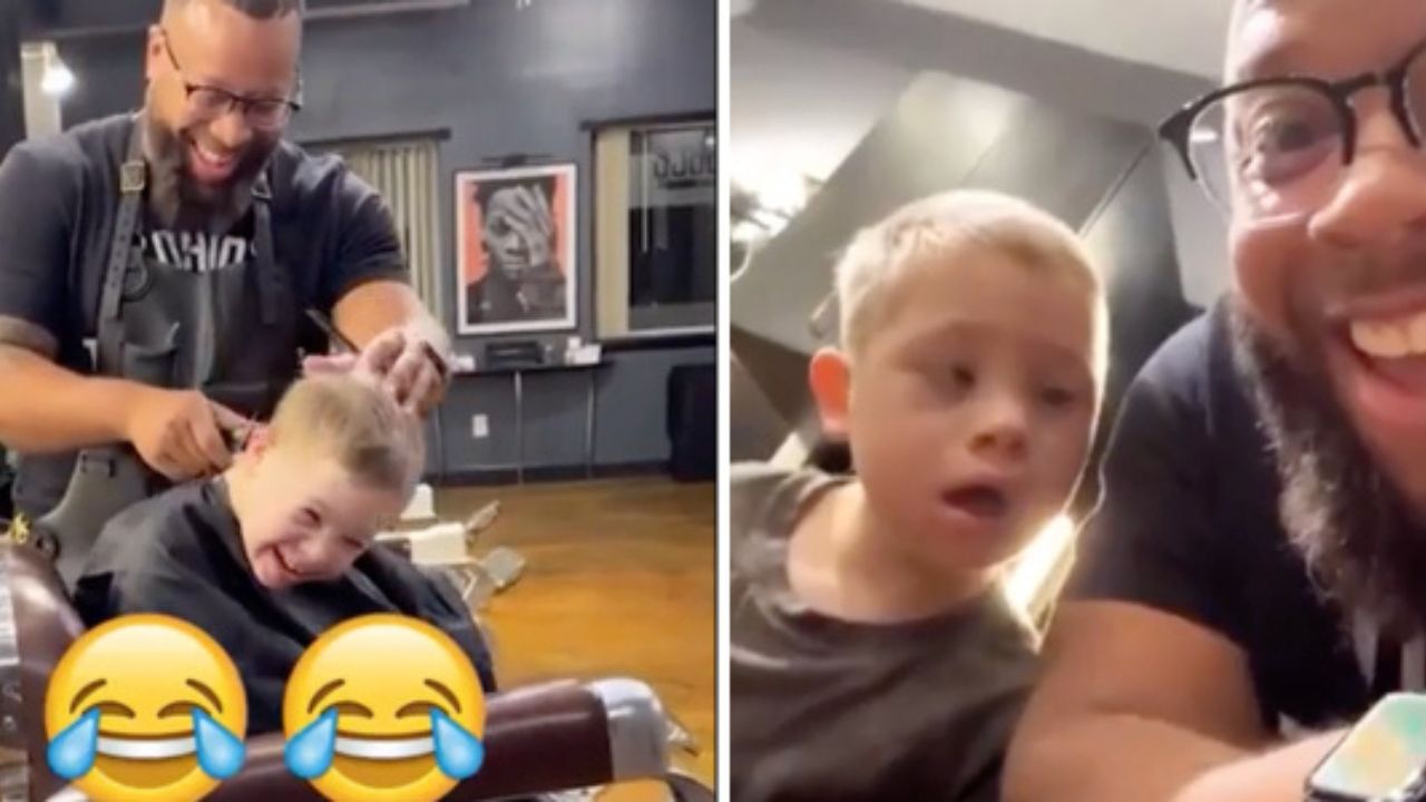 Barber has patience with kids