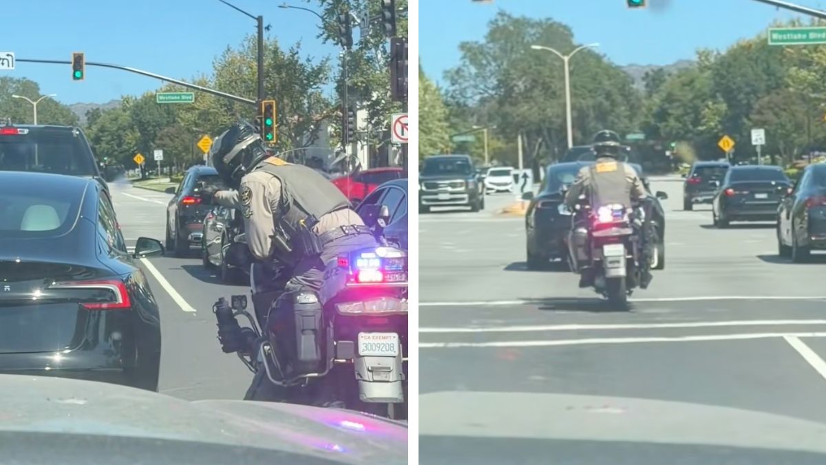 Cop recorded a Tesla driver who was on his phone at a red light, sparking debate on X about safety.