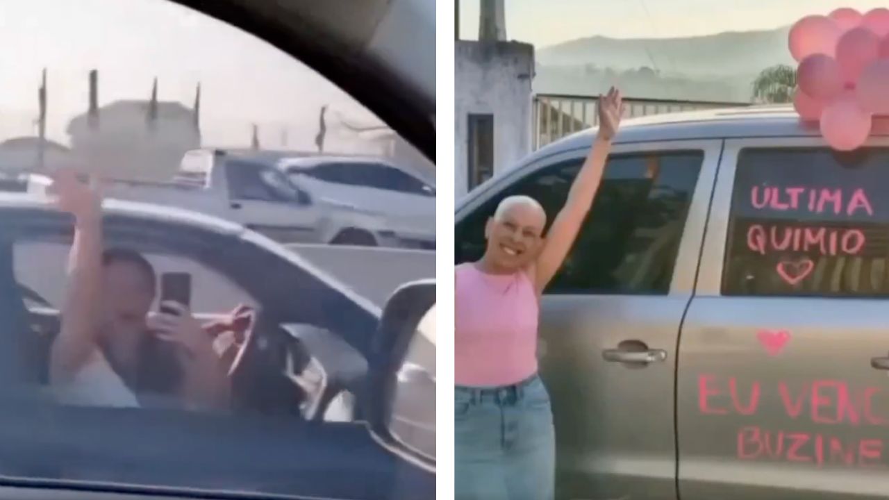 Viral Video Shows Drivers Honking for Woman Who Beat Cancer