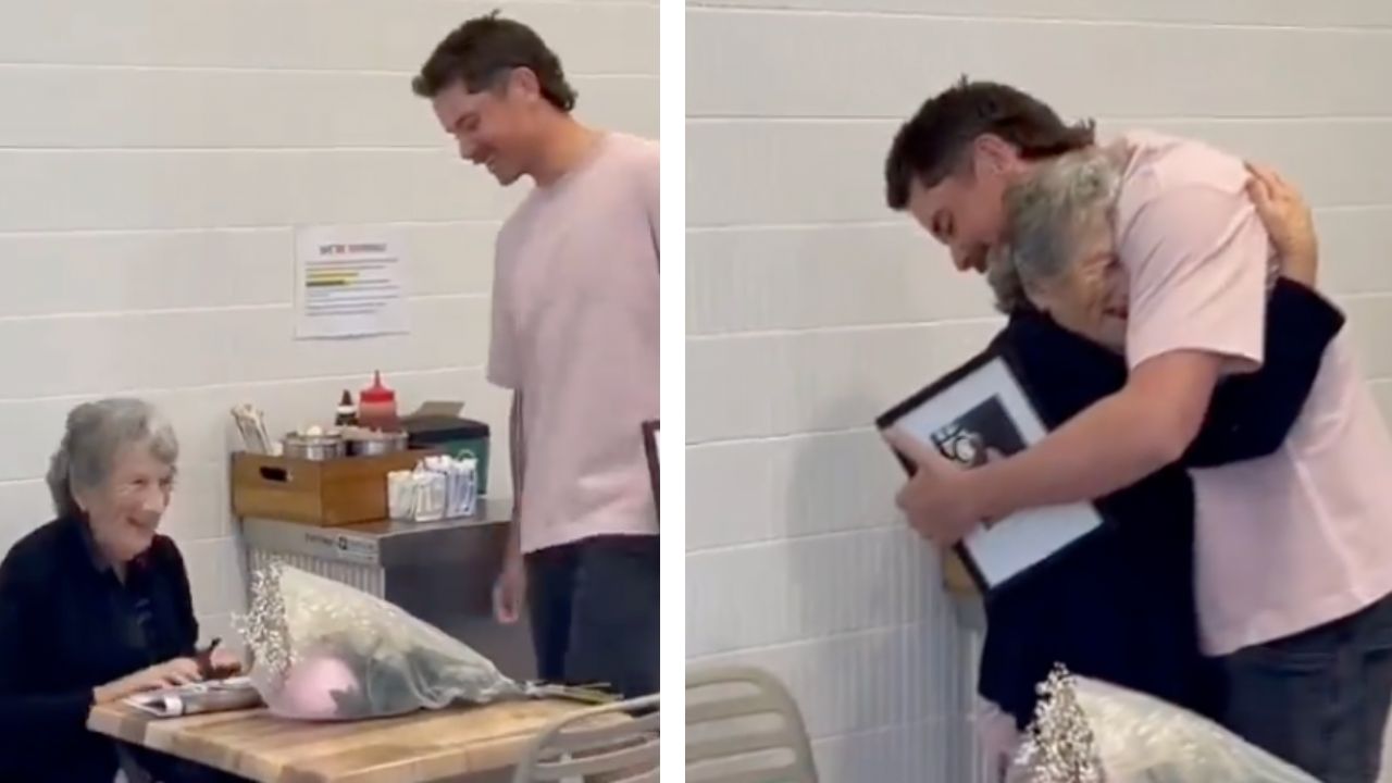 Grandson's Surprise Visit Leaves Grandma Emotional in Viral Video