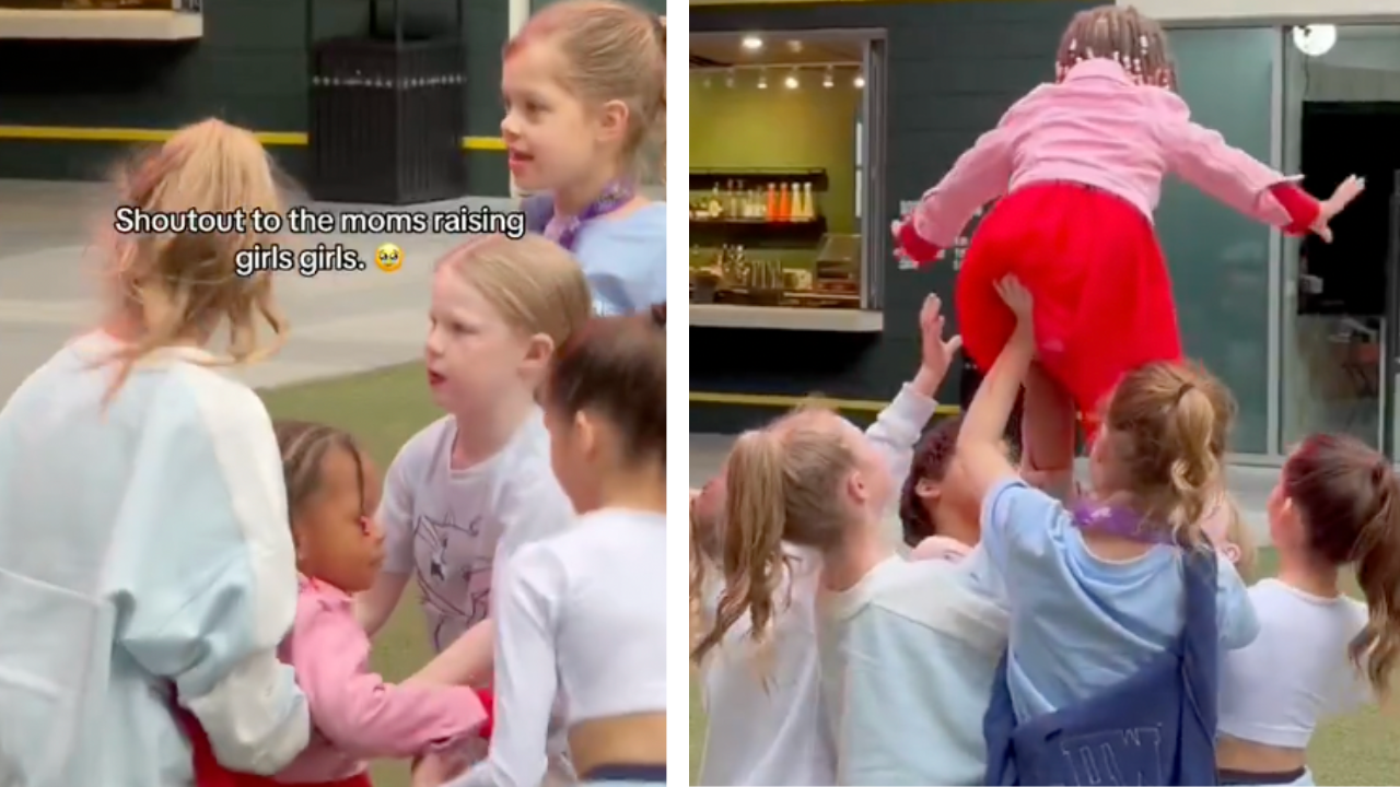 Cheerleaders Lift Toddler Into the Air in Heartwarming X Video