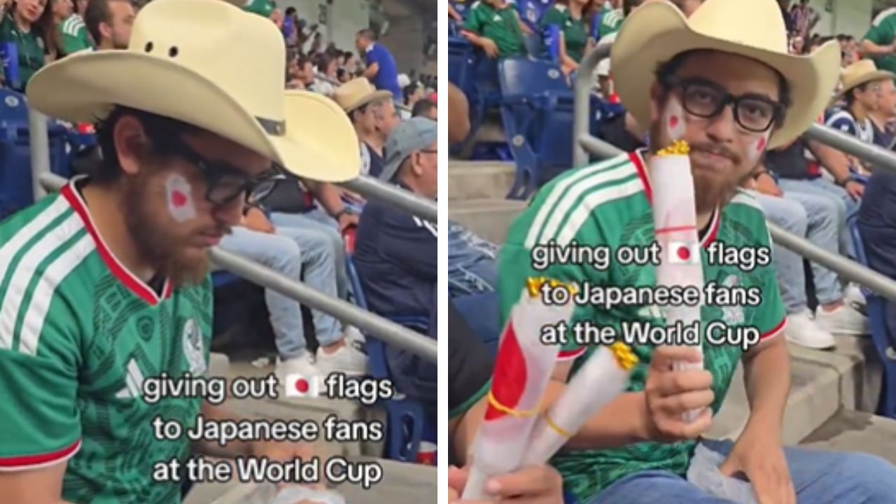 World Cup Video Shows Mexico Fan Giving Japanese Flags To Fans