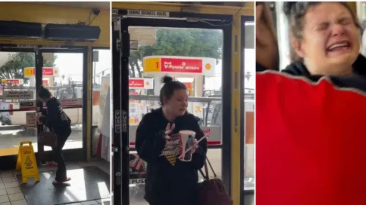 Woman pepper sprayed in 7-Eleven after allegedly trying to steal a drink.