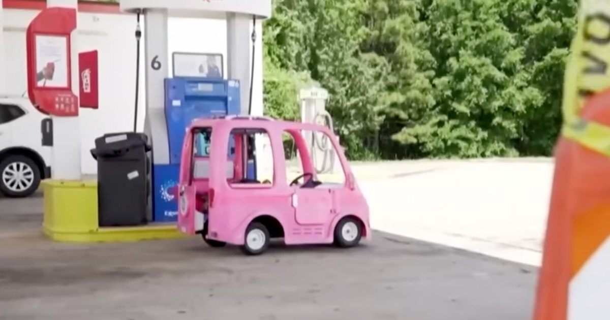 Georgia man converts mini barbie car into car amid high gas prices