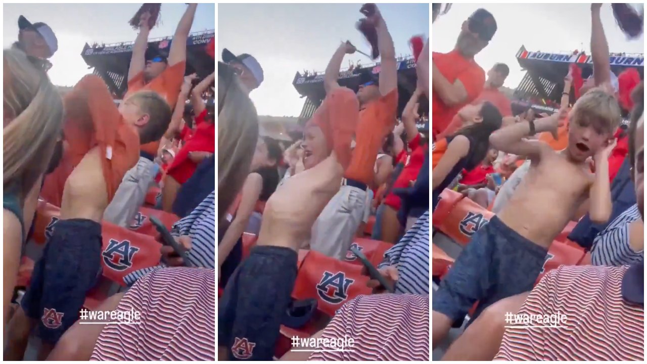 Kid’s School Spirit at Auburn University Game Sends Him Viral Online