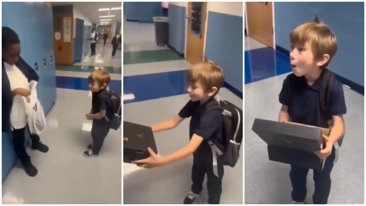 Kid Surprises Bullied Classmate With New Jordans in Viral School Hallway Moment