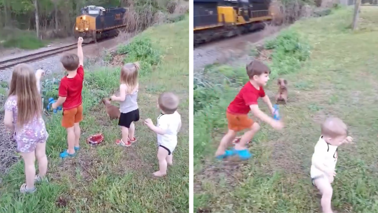 Children Ask to Hear Train Horn but Have Hilarious Reaction When Their Wish Comes True