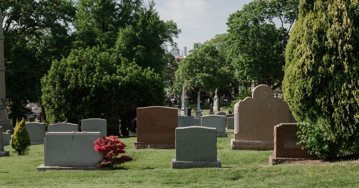 Headstones at a cemetery.