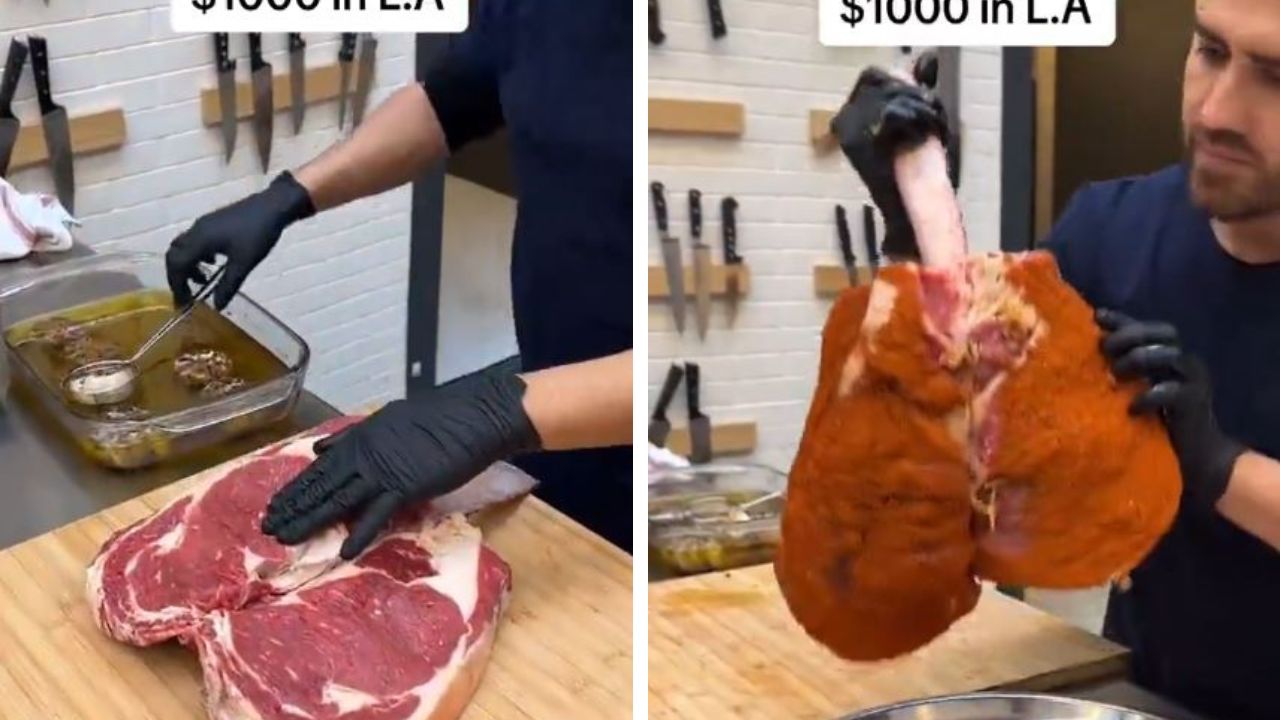 Chef makes $1000 tomahawk steak at home
