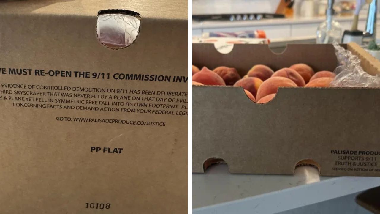 Cryptic 9/11 conspiracy on the fruit box
