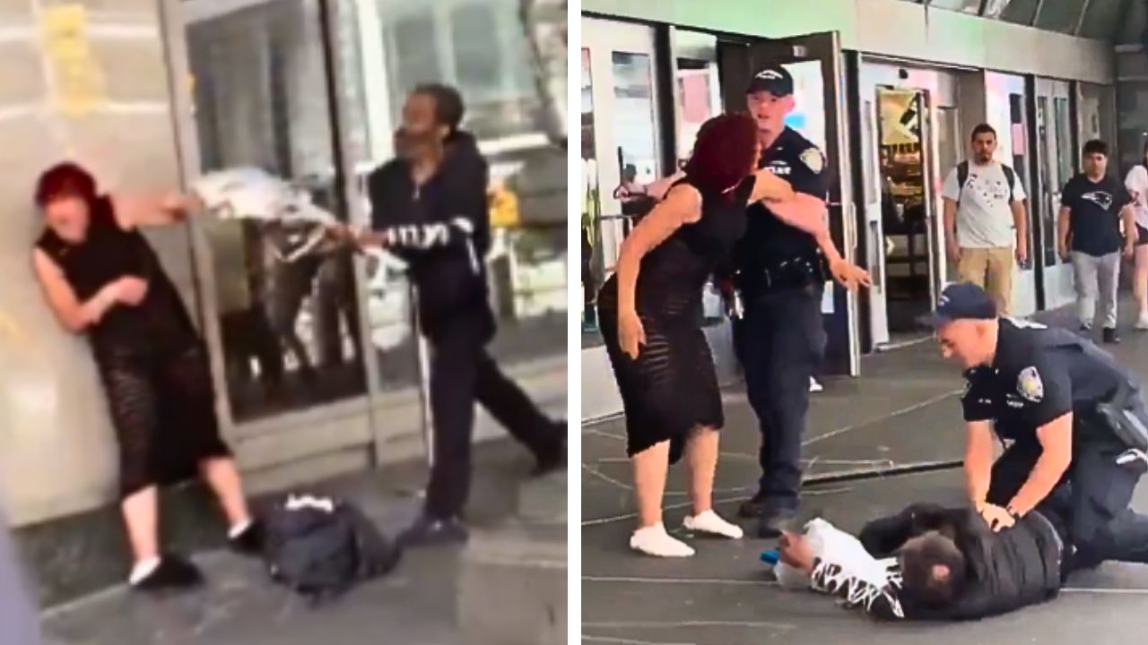 A woman and a man were both detained during a street fight in Manhattan