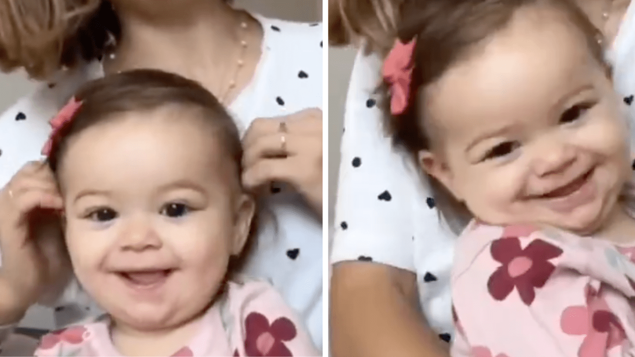 Baby’s Face Lights up the Second Her Mom Puts a Clip in Her Hair