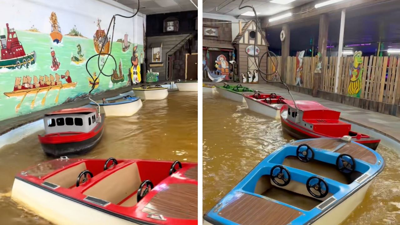 Color of the water at a kiddy ride has sparked concern on the internet about sanitary conditions.