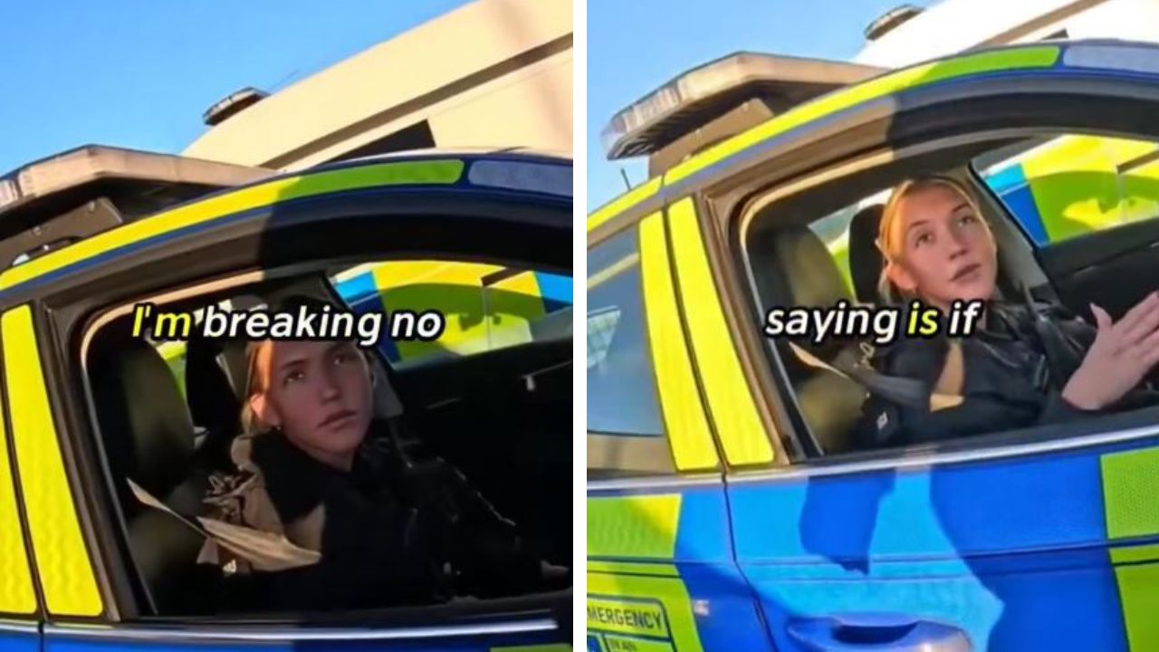 Man confronts UK policewoman.