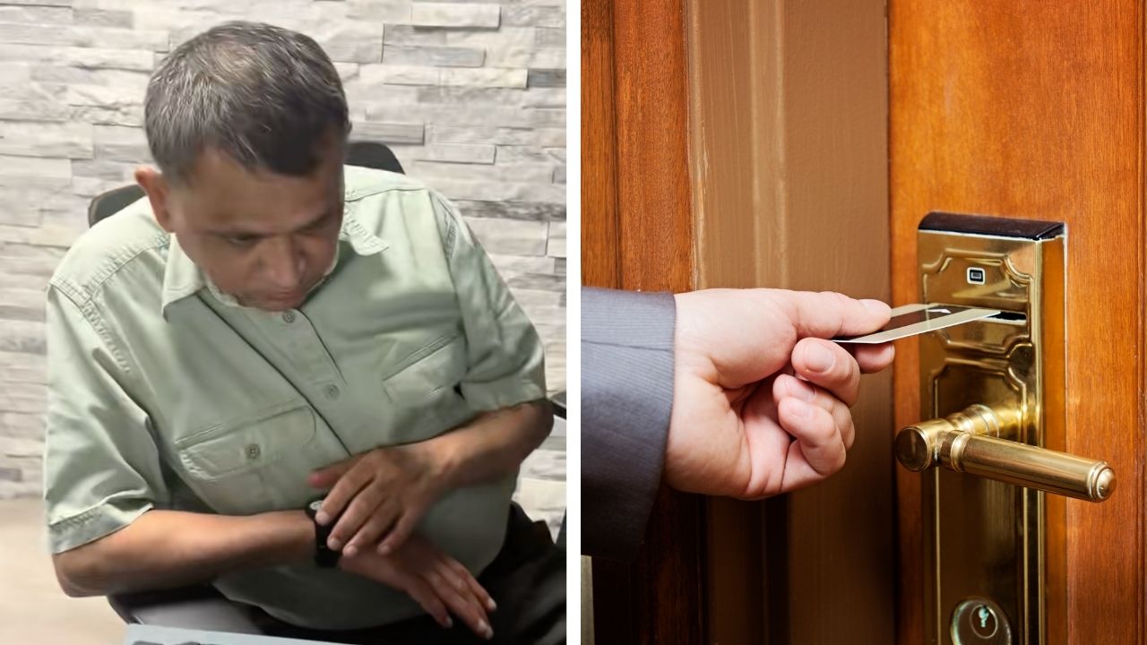 Mom confronted hotel staff after he refused to fix a broken keycard so she could get to her three children.