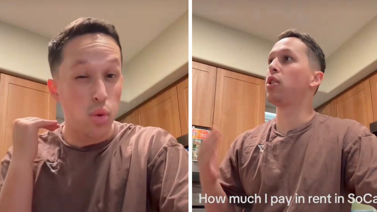 A California renter said his monthly housing costs total about $3,400 for a two-bedroom apartment, prompting debate over the state’s soaring cost of living. Source: X/@WallStreetApes.
