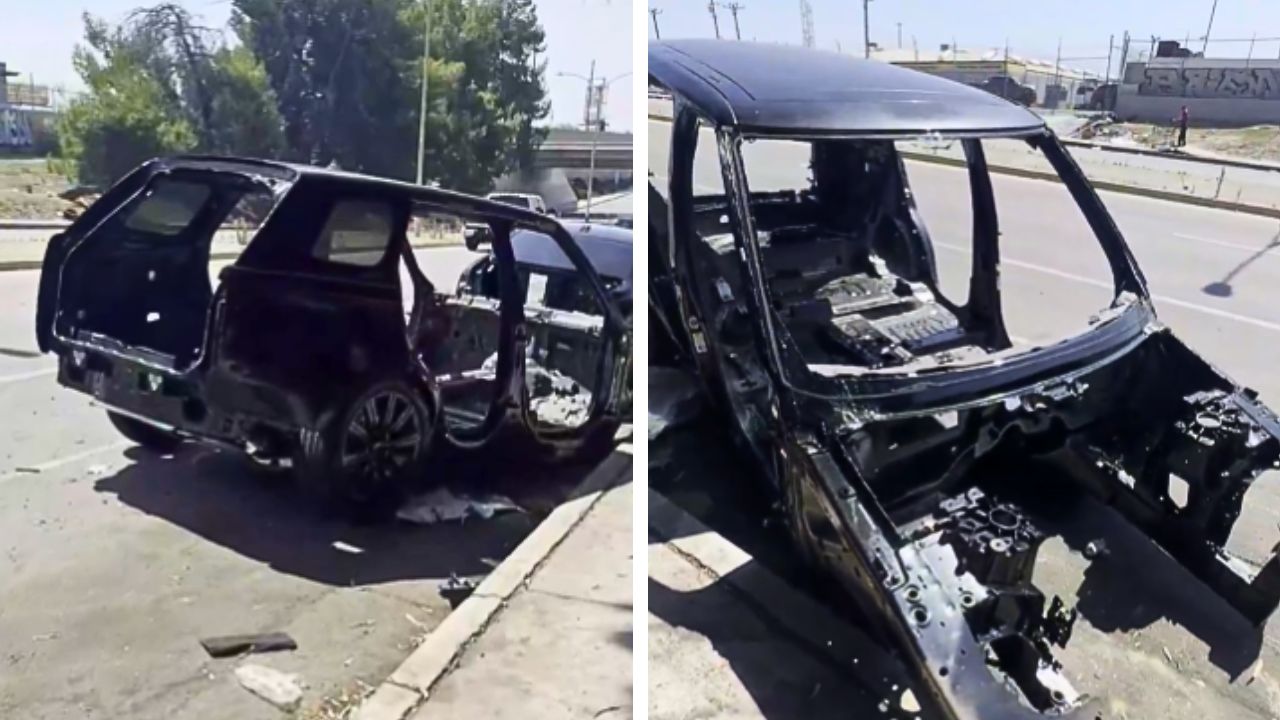 This video of stripped vehicle shells has sparked theories about car theft rings.