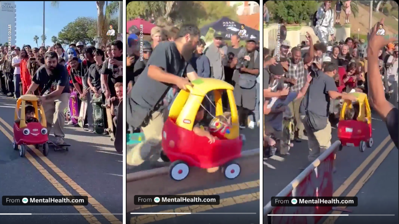 Skater Dad Helps His Son Nail a Boardslide at a Skate Event - The Crowd Goes Wild!