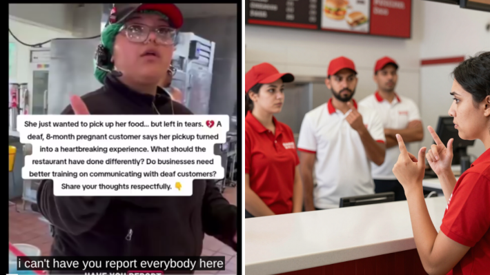 A equipe do KFC tratou horrivelmente essa cliente supostamente surda e grávida e exigiu que ela parasse de gravar