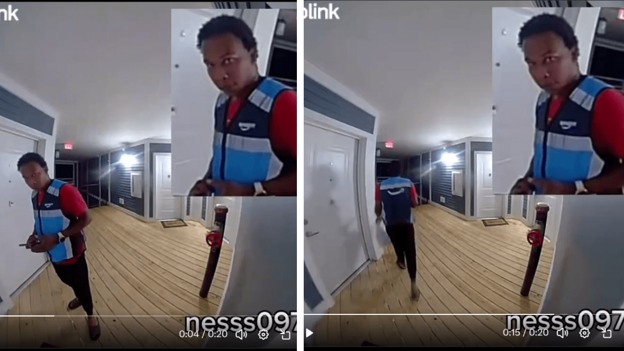 Amazon Worker Caught on Camera Stealing a Woman's Package After Delivering It