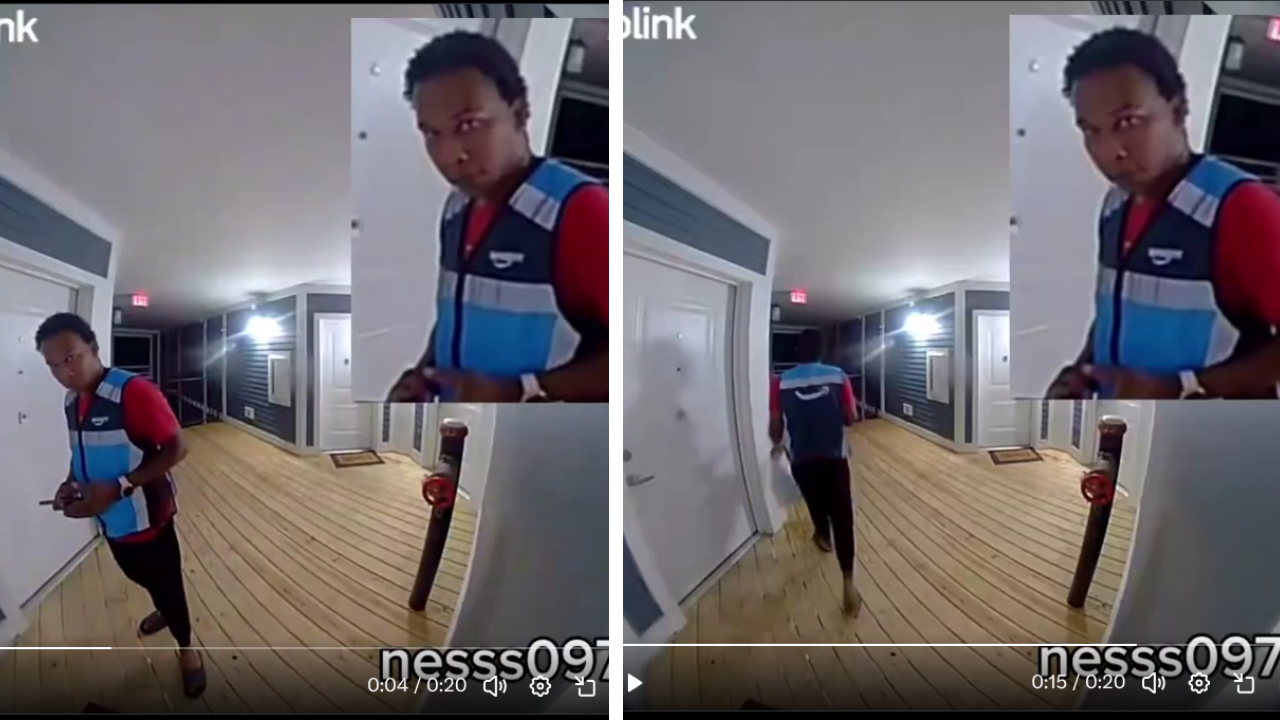 Amazon Worker Caught on Camera Stealing a Woman's Package After Delivering It