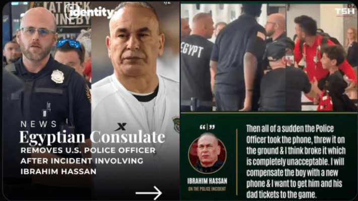 Things Got Heated Between Ibrahim Hassan and Dallas Cop Over a Young Boy's Selfie With Egypt's Football Team