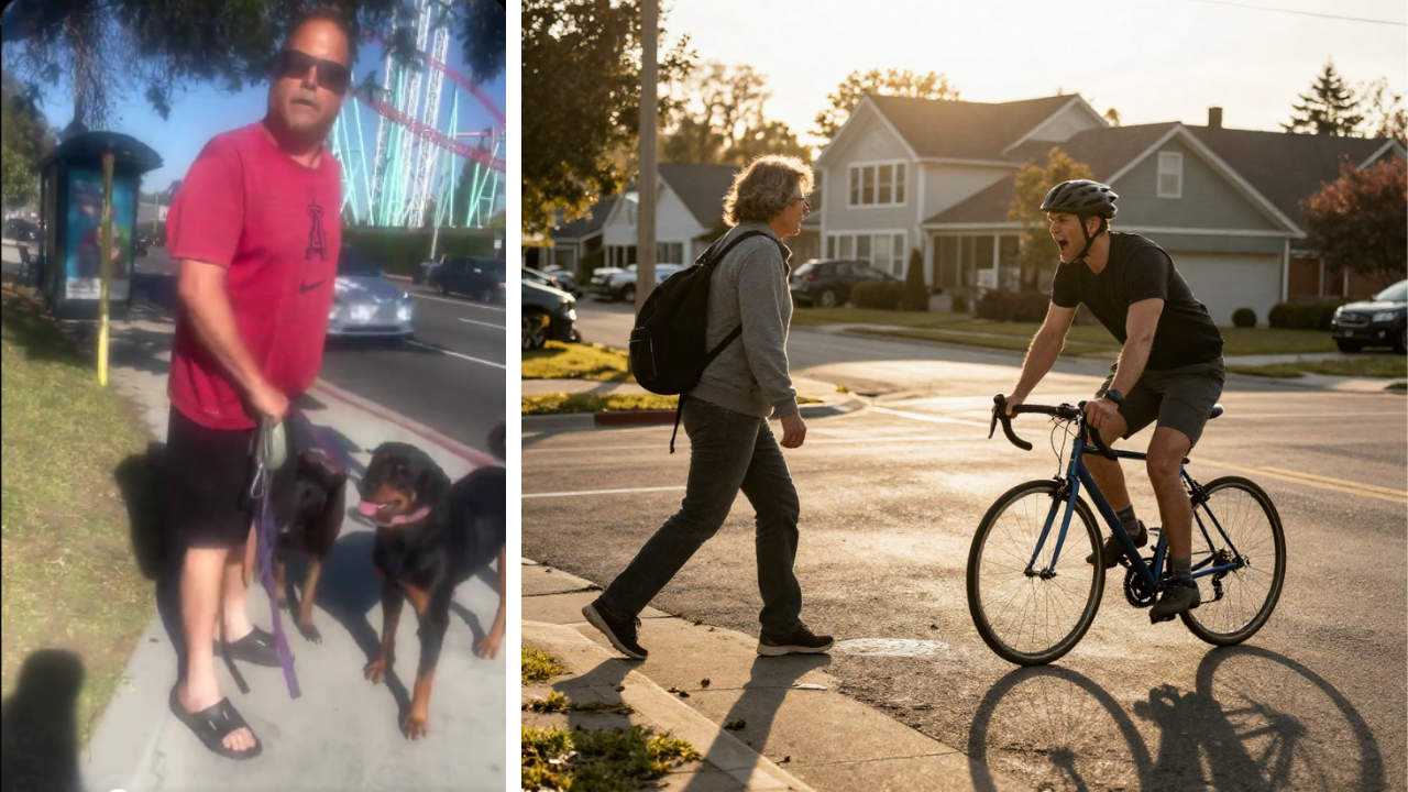 Cyclist Karen Demands Man Walking His Dogs Move For Her, But It Totally Blows Up In Her Face: 