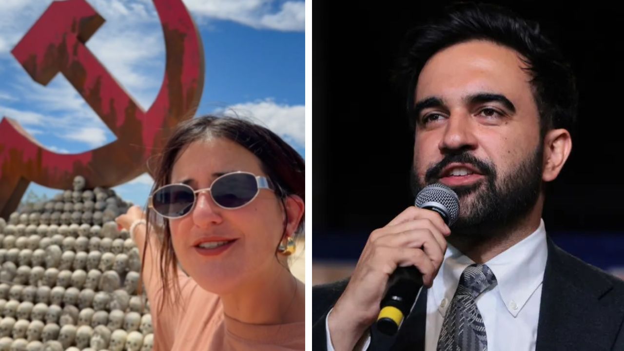 Woman Uses Anti-Communism Monument to Criticize Mamdani