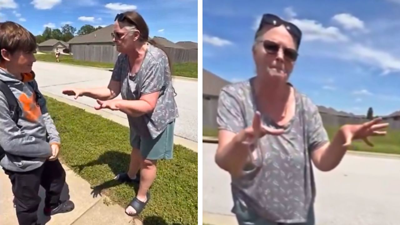 Woman threatens school kids who were making noise on the street