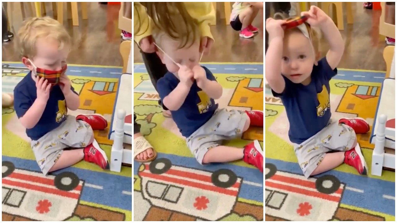 Viral Clip of Toddler Fighting Mask During COVID Has People Divided