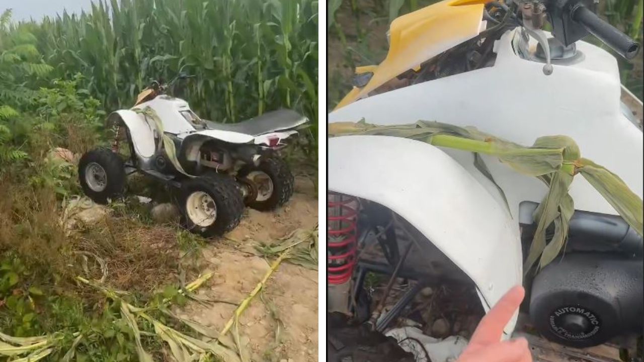 Farmer finds abandoned 4-wheeler at NYC farm.