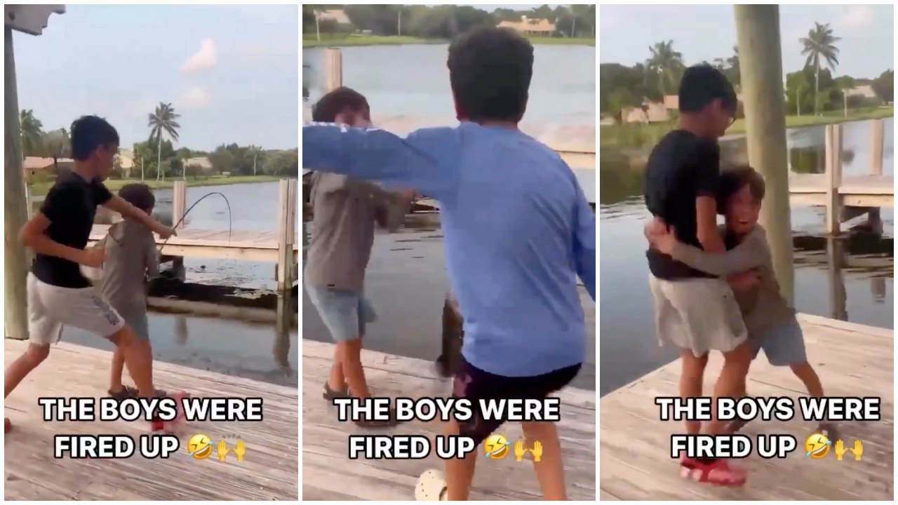 Boys Pull Massive Fish From Water, and Their Reaction Says It All
