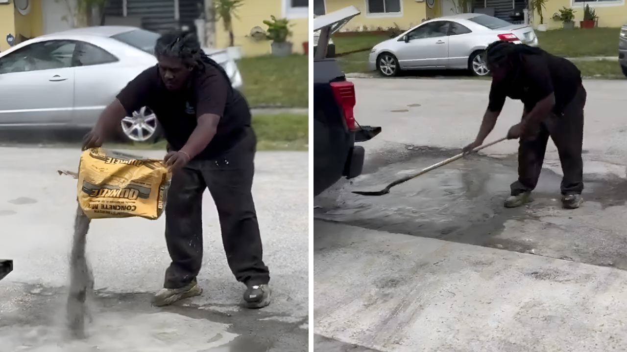 “It’s Fixed, Ma! You Can Finally Come Back” Man Takes Fixing Pothole Into His Own Hands
